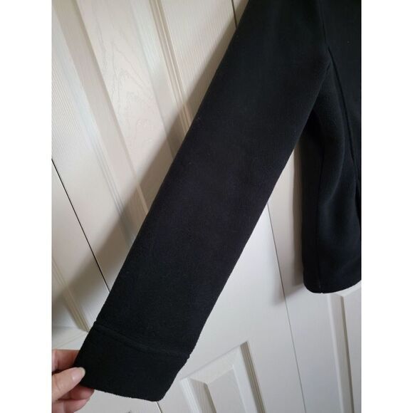 L. L. Bean M Fleece Jacket Women Size M‎ Black Long Sleeve Pockets Button Up - Picture 3 of 5